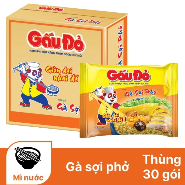 MÌ GẤU ĐỎ GÀ SỢI PHỞ - THÙNG 30 GÓI