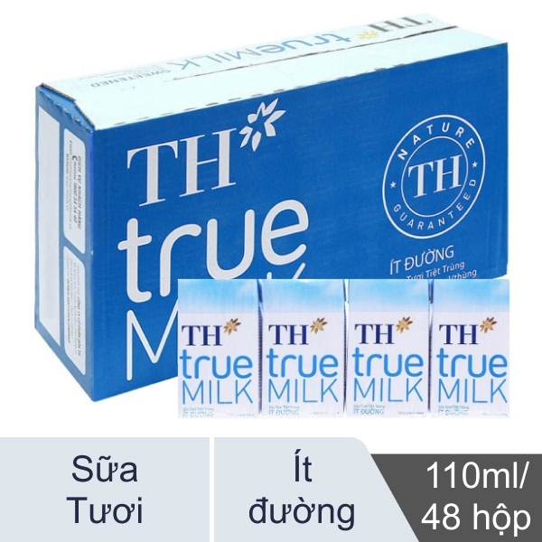 SỮA TH TRUE MILK ÍT ĐƯỜNG - THÙNG 48 HỘP 110ML