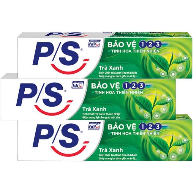 (ComBO 2 Hộp) Kem Đánh Răng P/S Bảo Vệ 123 Trà Xanh -180g