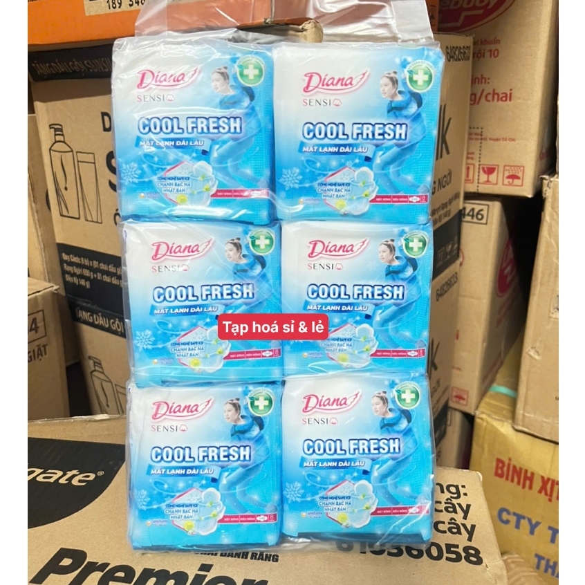 Combo 6 gói băng vệ sinh Diana Sensi Cool Presh gói 8 miếng