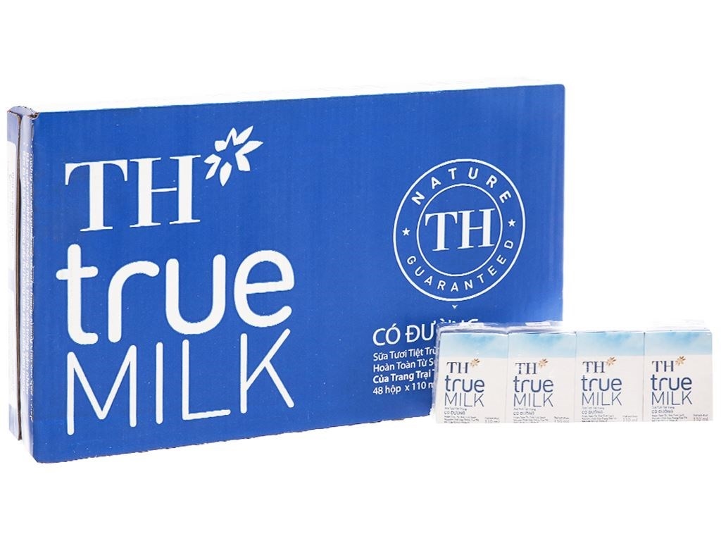 Thùng 48 Hộp Sữa Tươi Tiệt Trùng TH True MILK Có Đường 110 ml