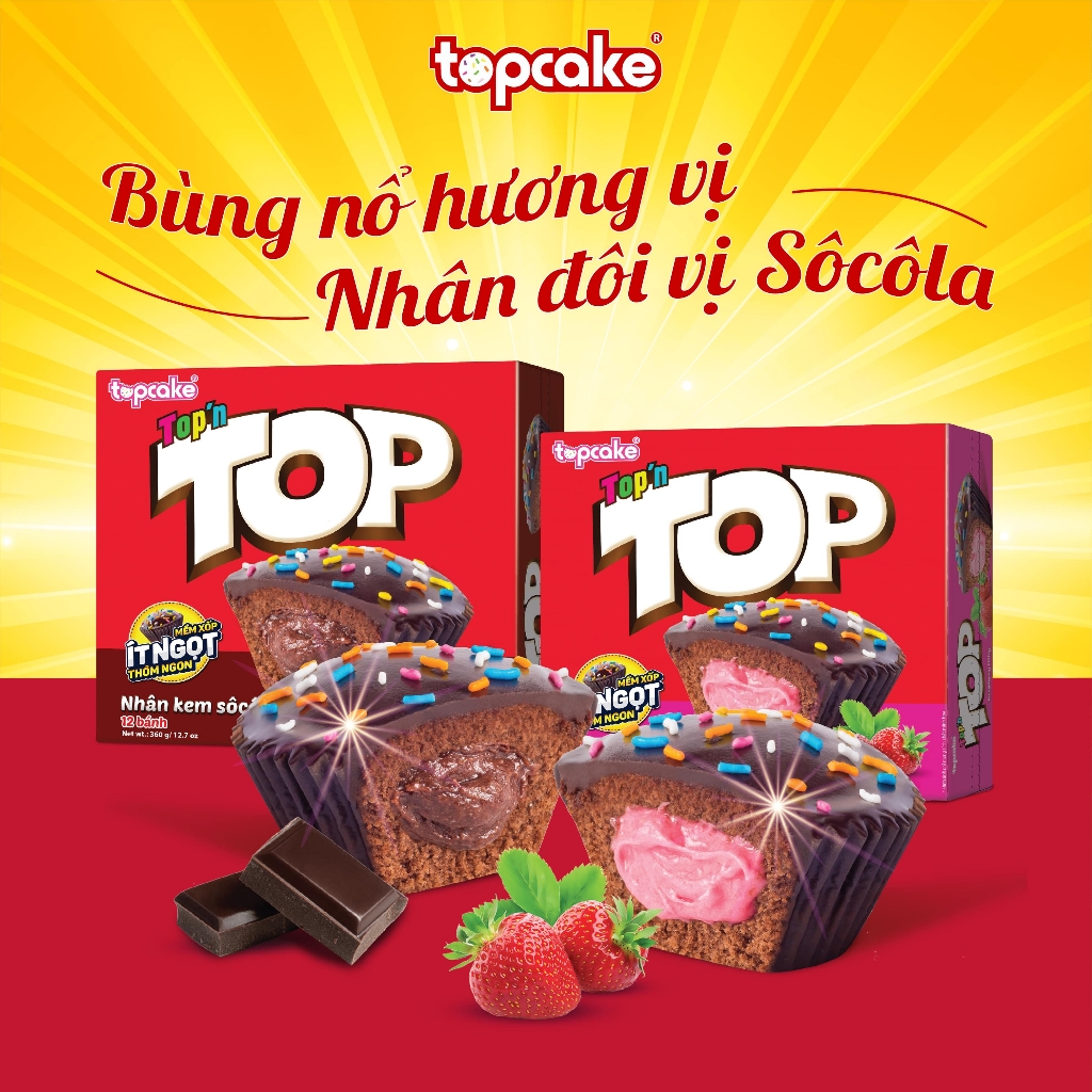 Bánh Topcake Nhân Kem Socola 360g Thơm Ngon