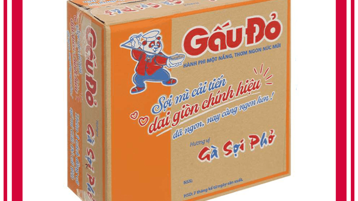 Mì Gấu Đỏ Gà Sợi Phở-thùng 30 gói x 64g