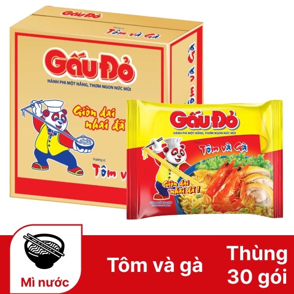 MÌ GẤU ĐỎ TÔM VÀ GÀ - THÙNG 30 GÓI