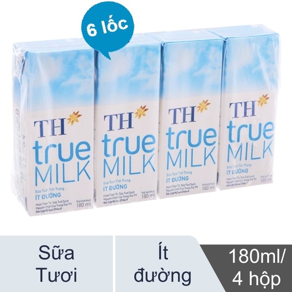 Combo 6 Lốc TH TrueMILK 180ml Ít Đường