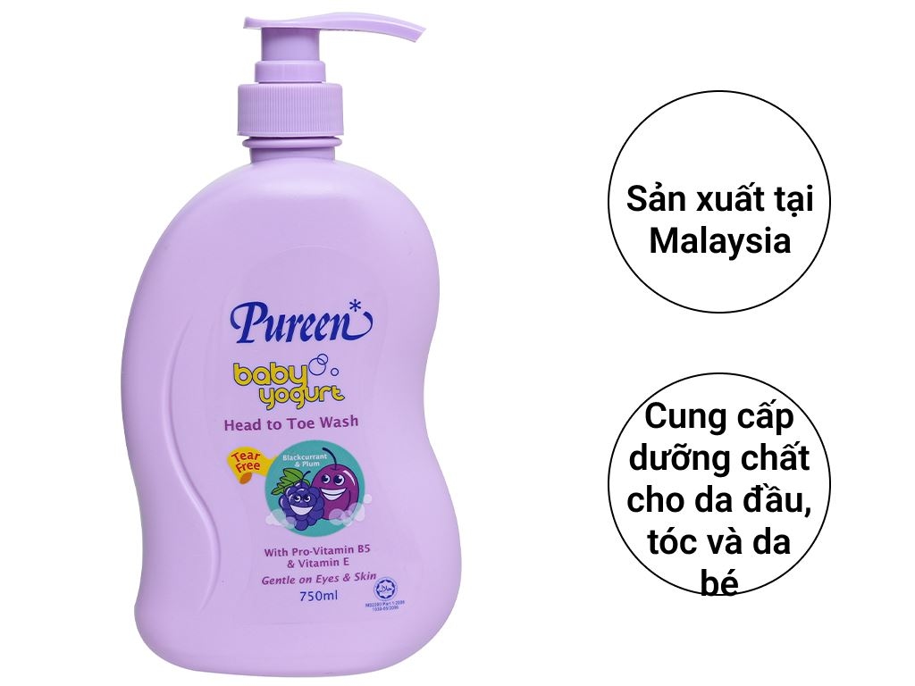 Sữa Tắm Gội PUREEN Nho Đen và Mận 750ml