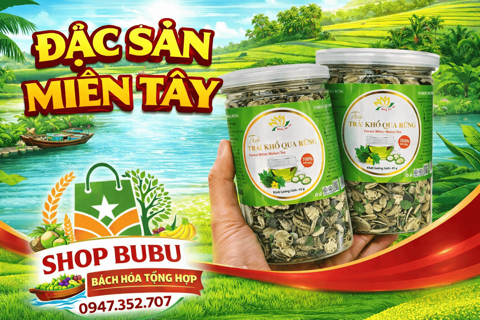 45g TRÀ TRÁI KHỔ QUA RỪNG - ĐẶC SẢN MIỀN TÂY 