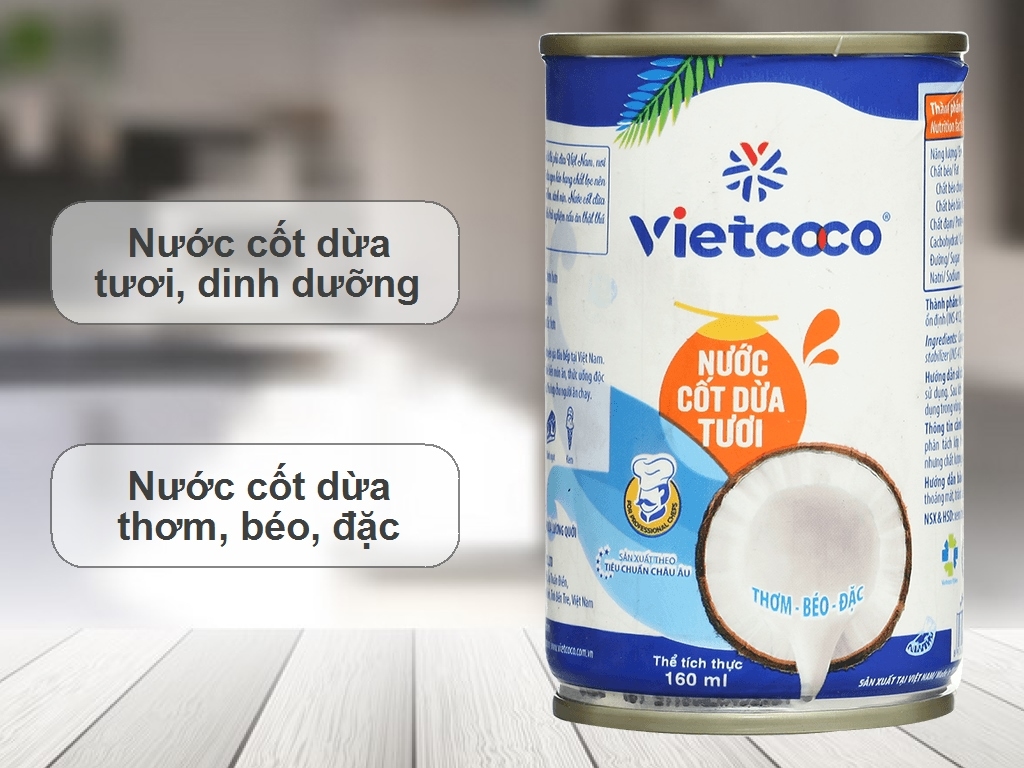 [COMBO 2 LON] nước cốt dừa tươi Vietcoco 160ml - Món ngọt