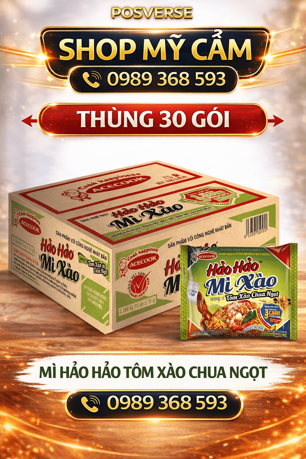 MÌ TÔM HẢO HÀO XÀO CHUA NGỌT THÙNG 30 GÓI