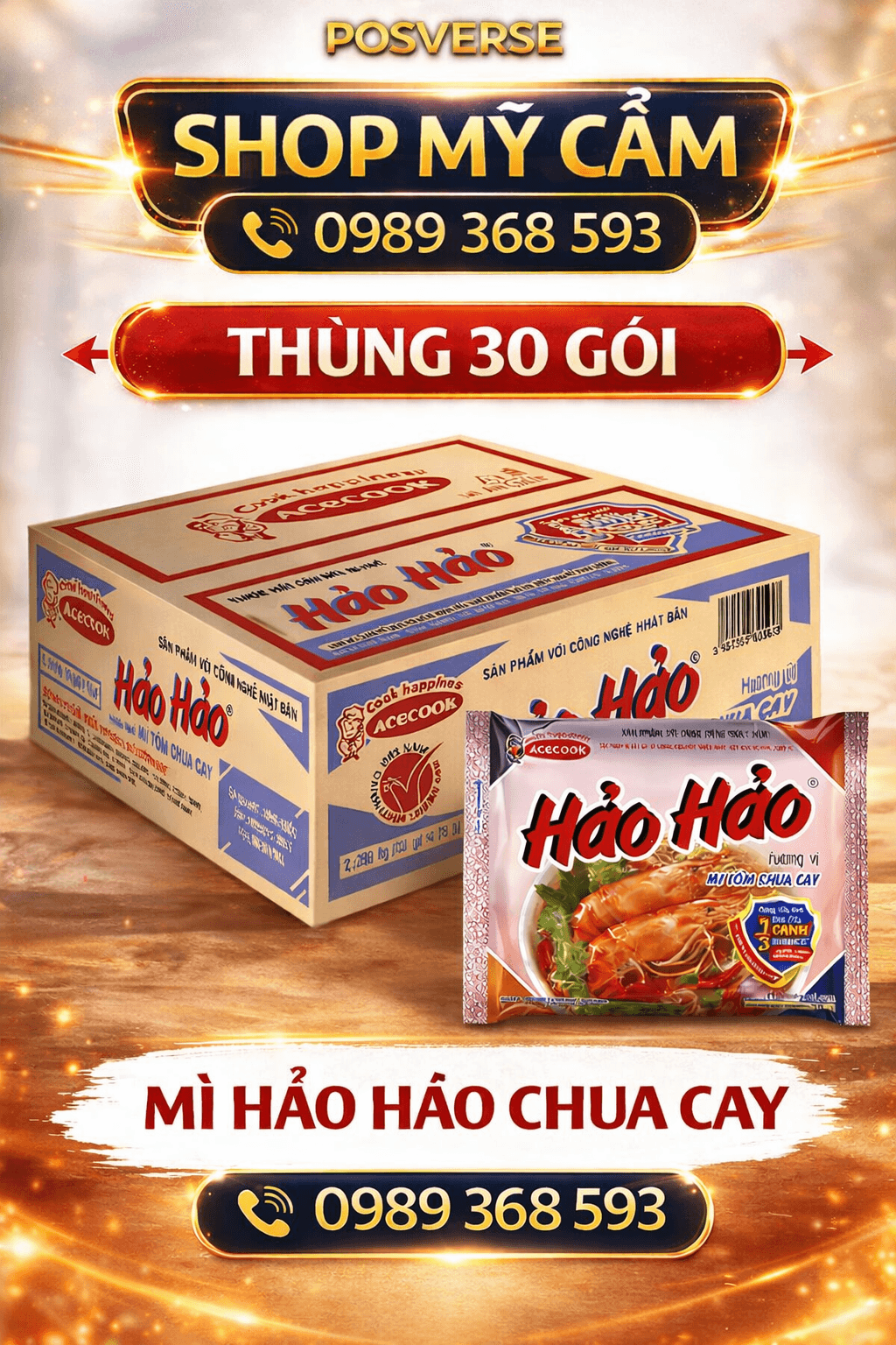 Mì TÔM Hảo Hảo Chua Cay THÙNG 30 GÓI