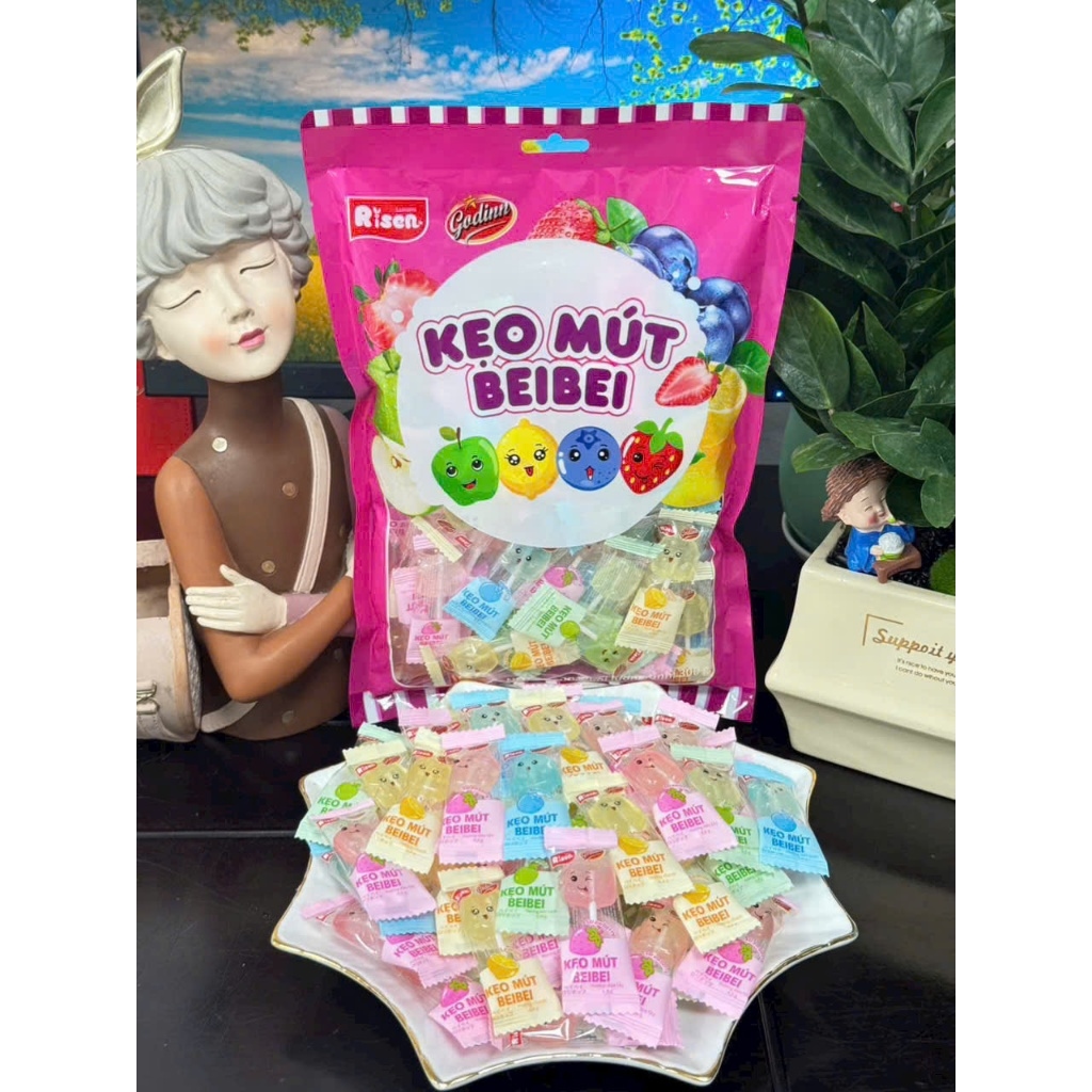 Kẹo mút Bei Bei dễ thương, Kẹo mút hương trái cây cute - gói 300gr ( khoảng gần 60 chiếc )