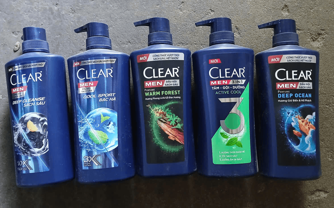 CLEAR MEN-DẦU GỘI CHO PHÁI MẠNH-CÓ 5 MÀU
