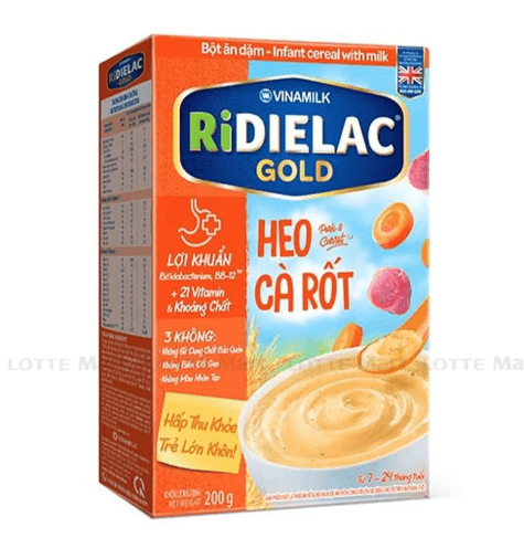 Bột Ăn Dặm RIDIELAC Gold Heo Cà Rốt 200g