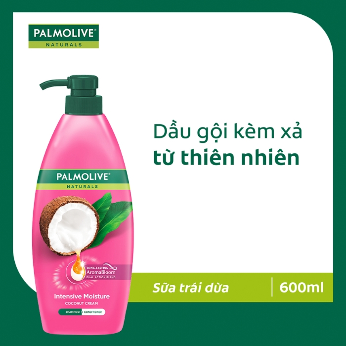 600G-Dầu Gội Kèm Dầu Xả 2 Trong 1 Dưỡng Ẩm Bổ Sung Palmolive Từ Sữa Dừa 