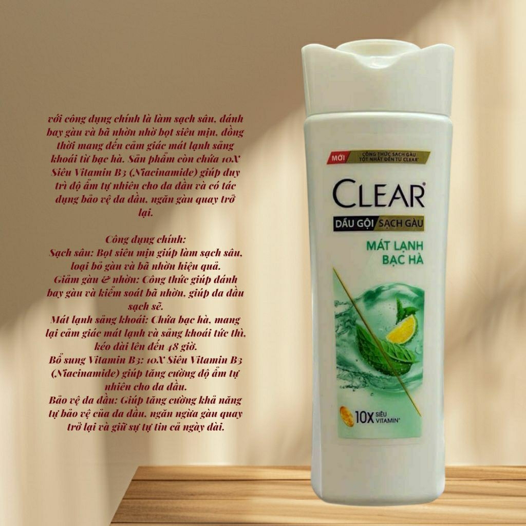 170g Dầu Gội Hỗ Trợ Sạch Gàu Clear Mát Lạnh Bạc Hà 