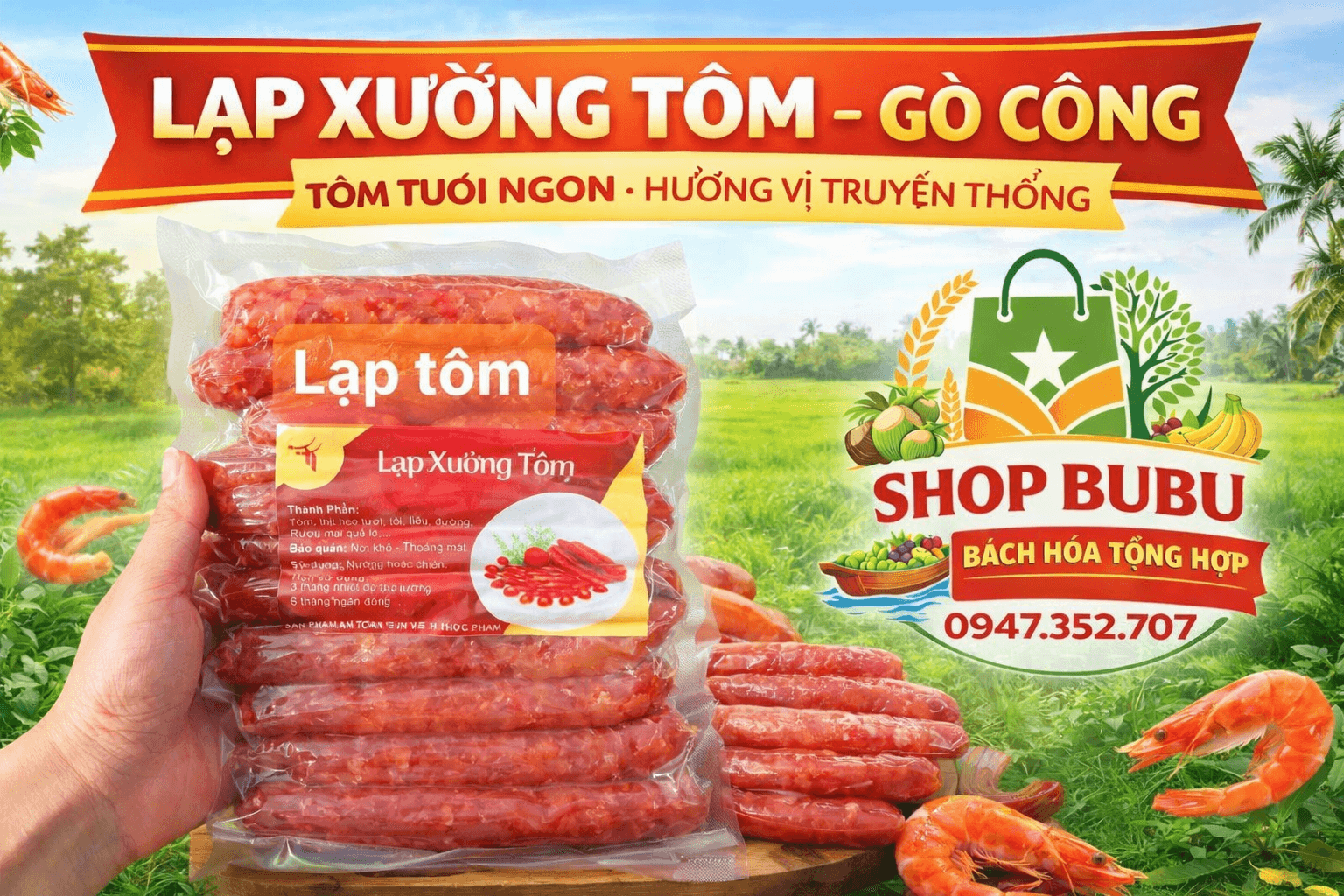 0.5kg lạp xưởng Tôm Gò Công 