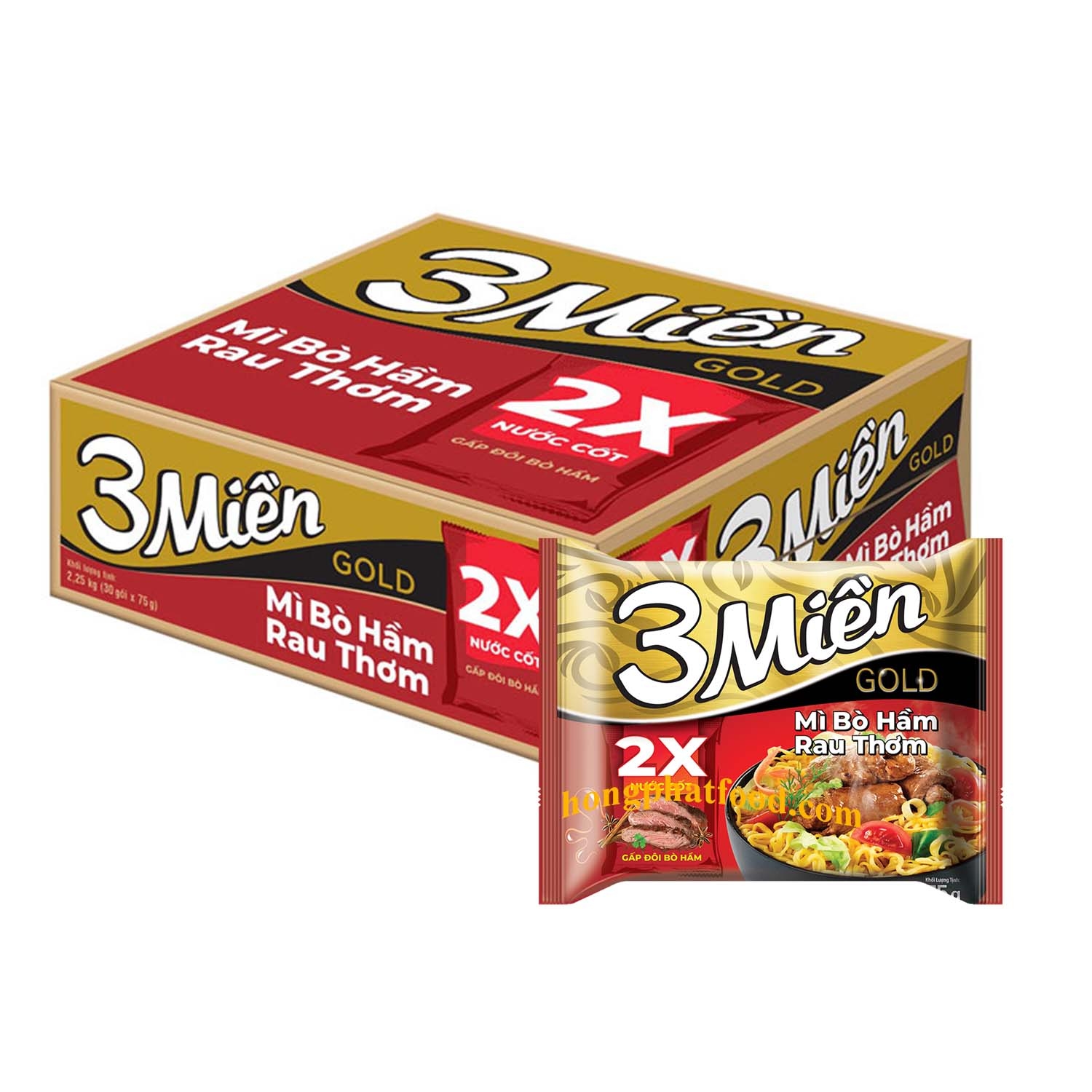 [Chính Hãng] Mì Ba Miền Gold thùng 30 gói x 75g
