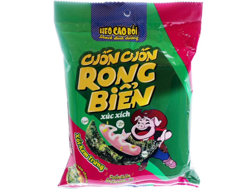 Combo 3 Xúc Xích Cuốn Cuốn Rong Biển Heo Cao Bồi - Gói 48.5g (3 cây)