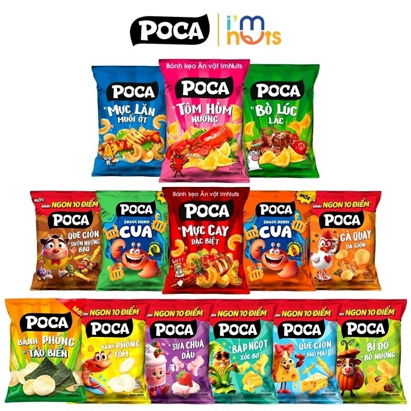 Bim Bim POCA Gói 60g Các Vị.Loại Lớn Lốc 10 Gói
