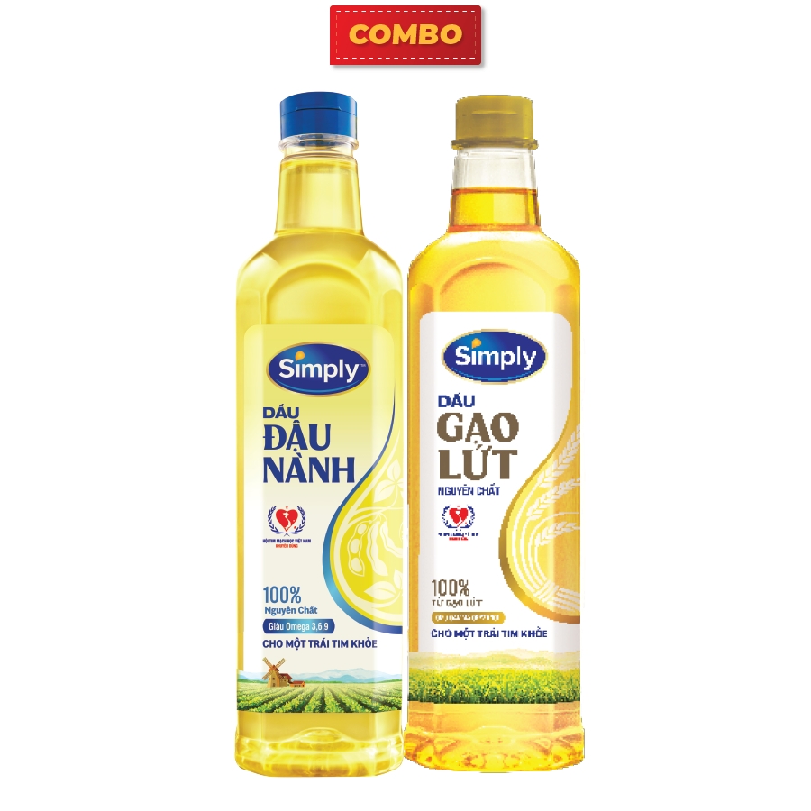 COMBO-2 CHAI “1 DẦU GẠO LỨT+1 DẦU ĐẬU NÀNH”-SIMPLY-1 LÍT