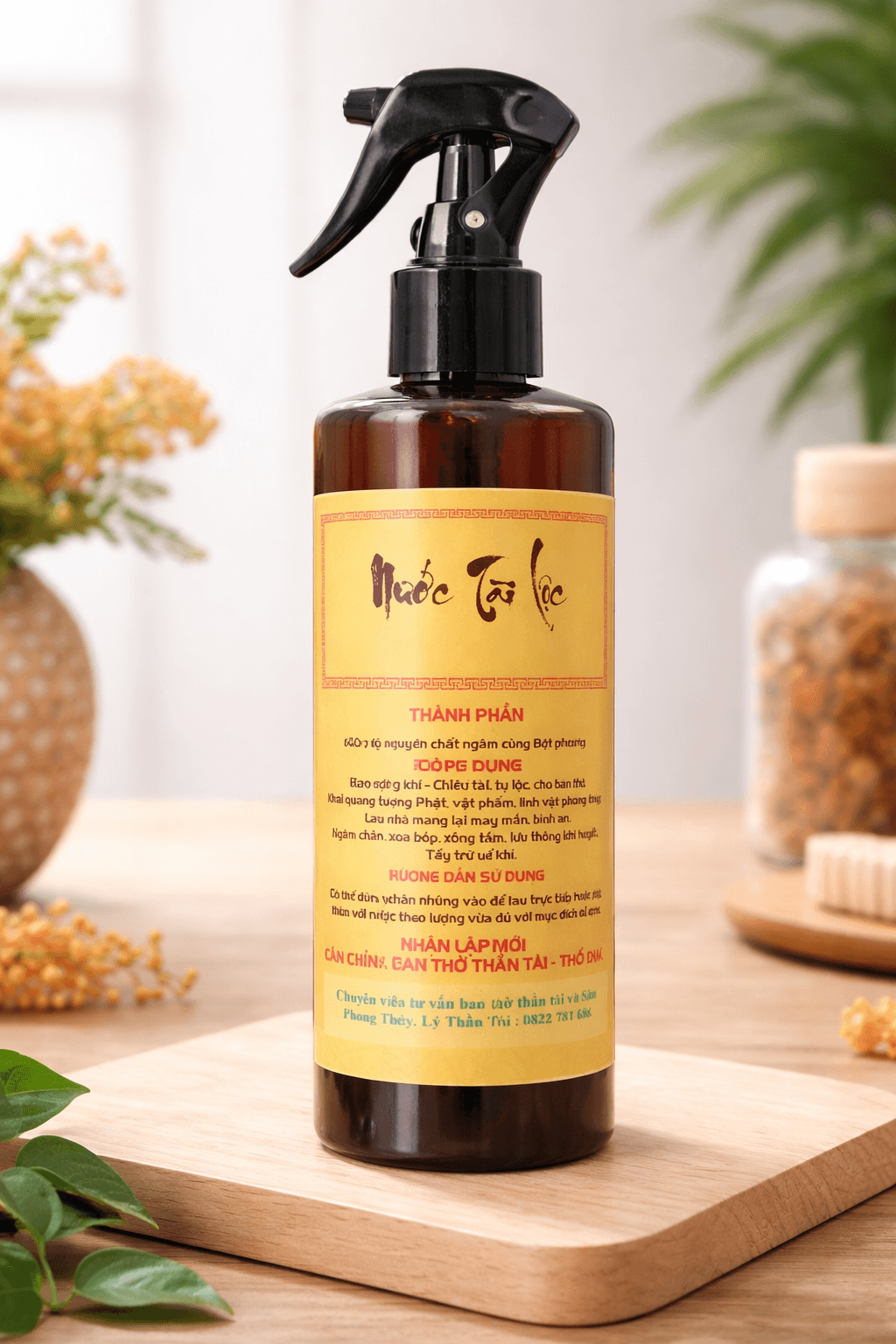 Nước lau dọn ban thờ.