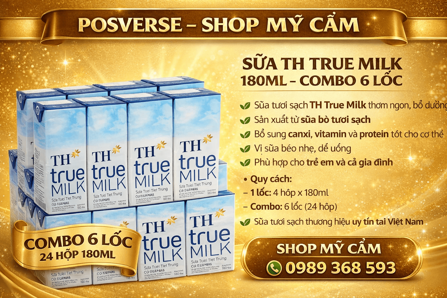 6 LỐC SỬA TH X 4 HỘP X 180ML