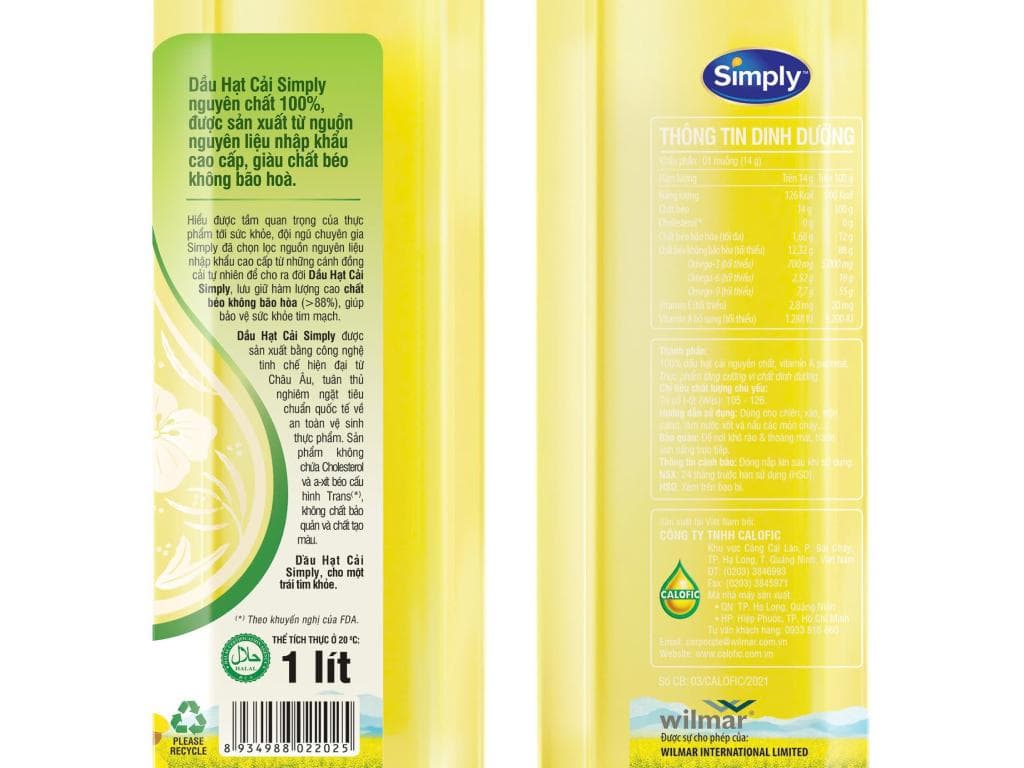 DẦU HẠT CẢI SIMPLY 1 LÍT ảnh 2