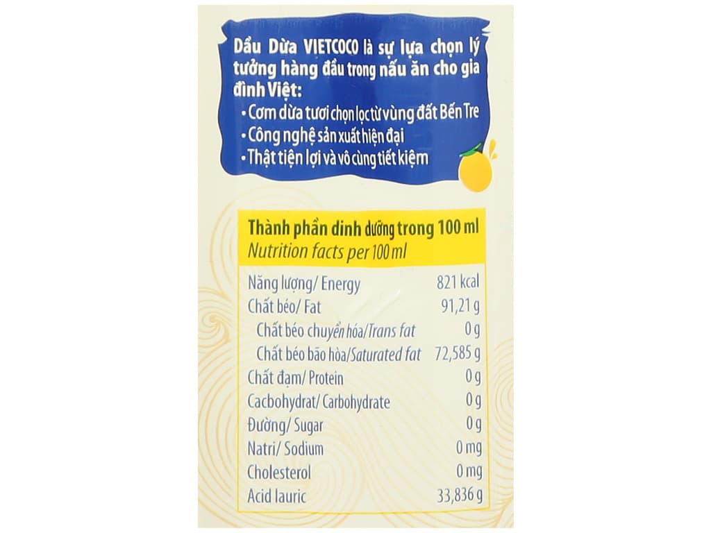 DẦU DỪA NGUYÊN CHẤT TINH LUYỆN VIETCOCO 1 LÍT ảnh 2