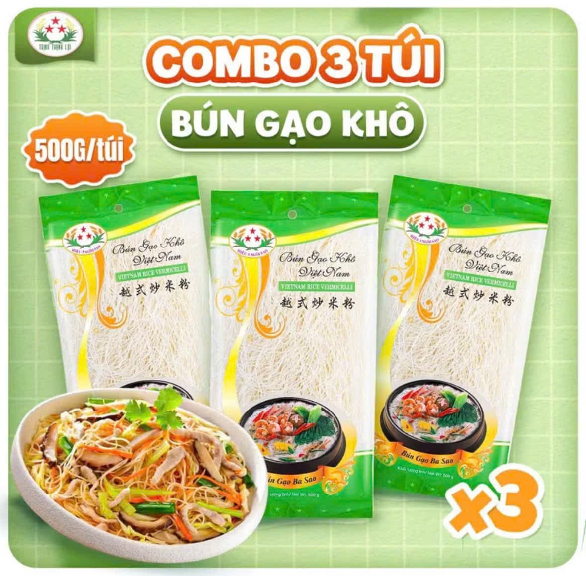 COMBO 3 BÚN GẠO KHÔ 500GR