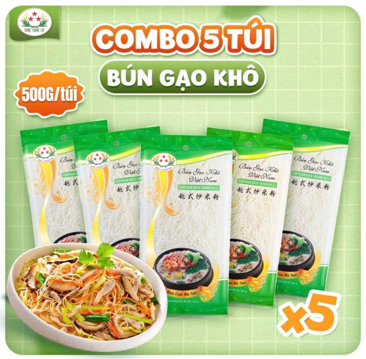COMBO 5 BÚN GẠO KHÔ 500GR