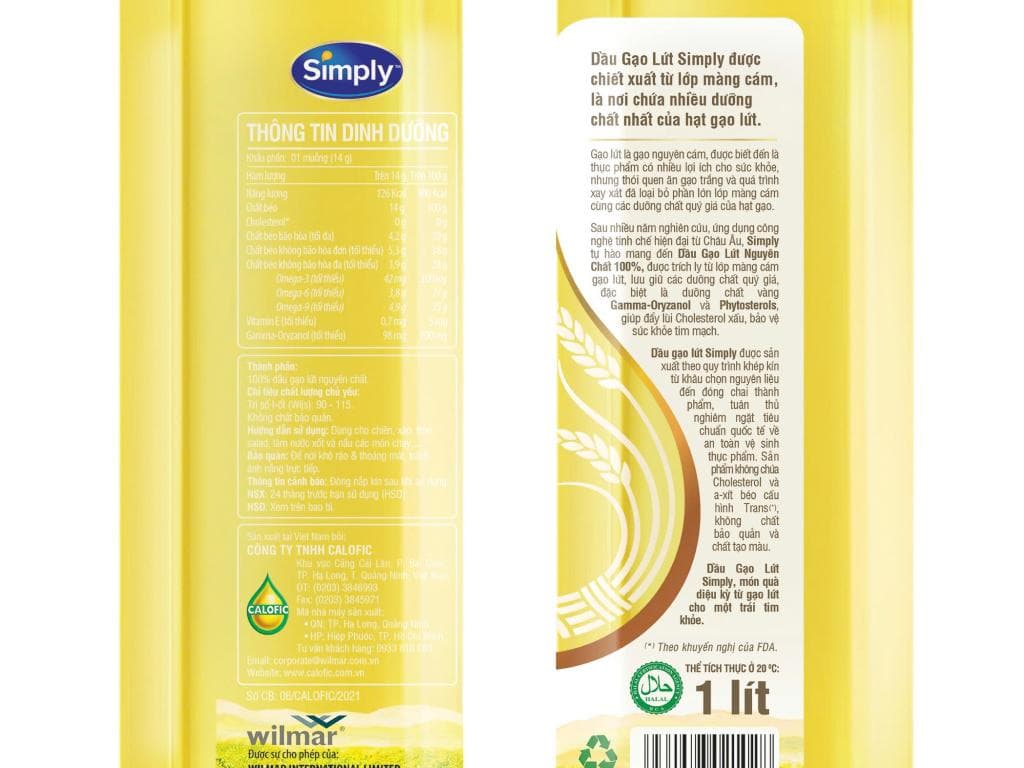 DẦU GẠO LỨT SIMPLY 1 LÍT ảnh 2
