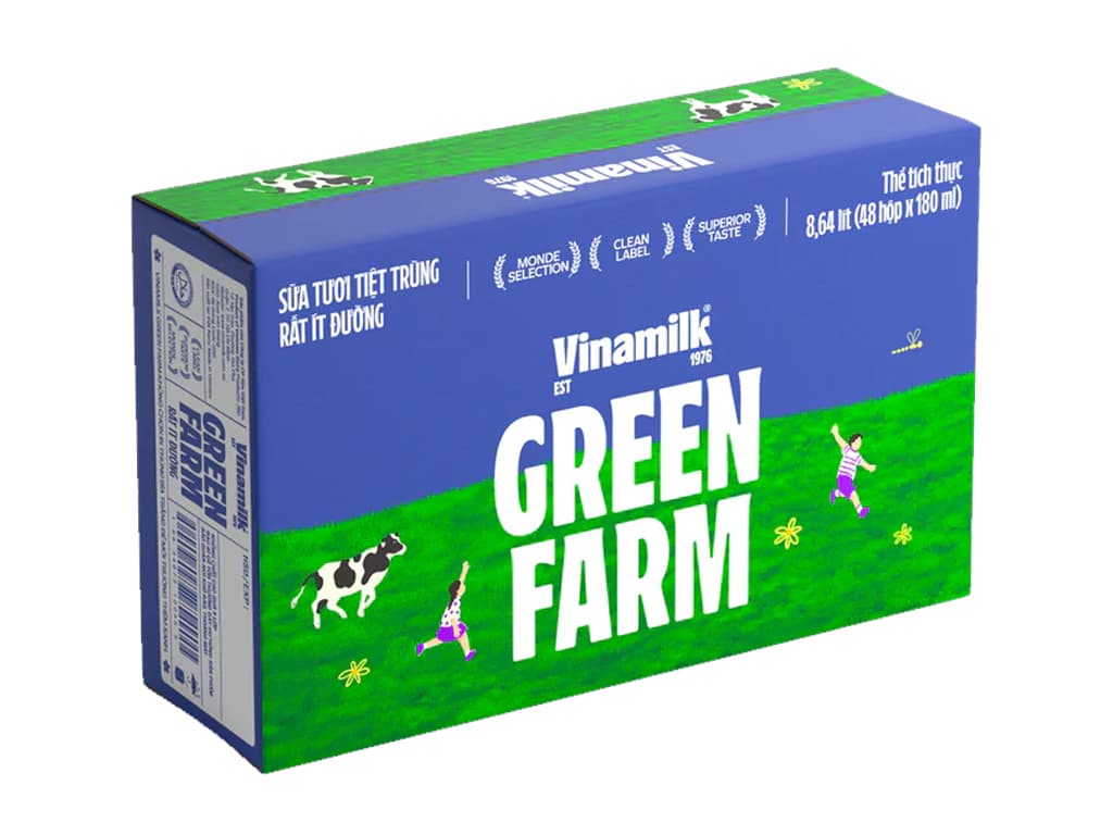 Thùng 48 hộp Sữa tươi Tiệt Trùng Vinamilk Green Farm rất ít đường 110ml