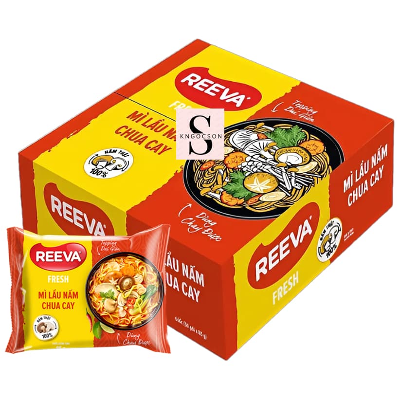 Thùng 30 gói - Mì Reeva Fresh Lẩu nấm chua cay 85g