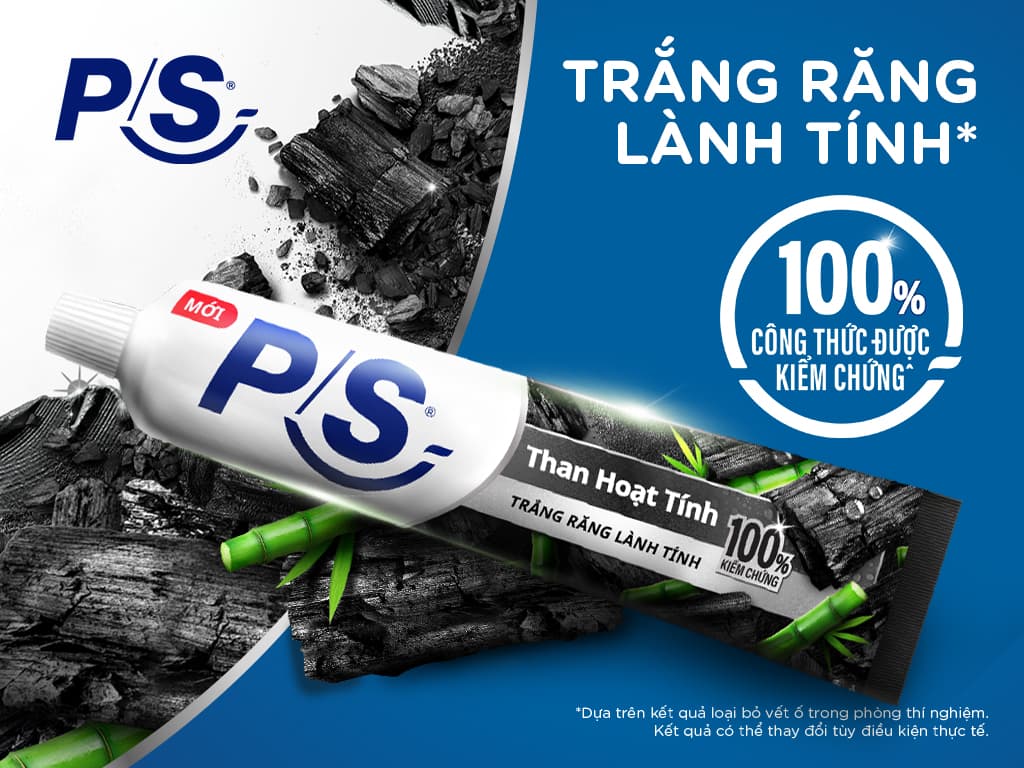 (ComBO 2 Hộp) KEM ĐÁNH RĂNG P/S 123 Than Hoạt Tính Tinh Chất Tre 180g