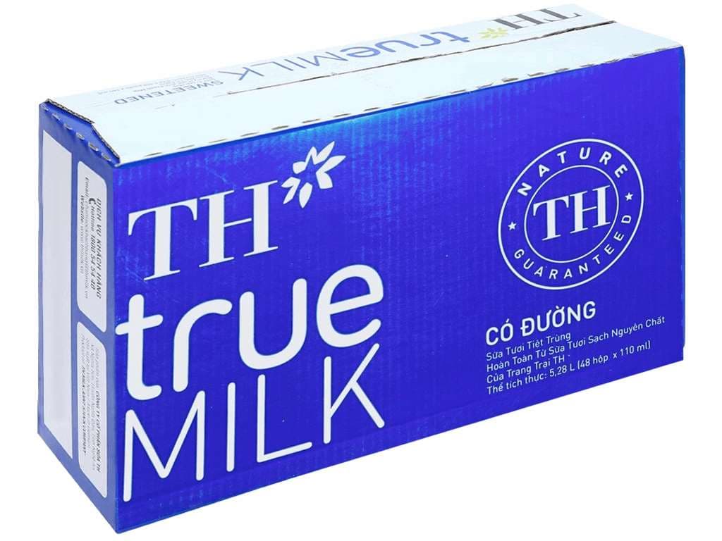 SỮA TH TRUE MILK CÓ ĐƯỜNG - THÙNG 48 HỘP 110ML