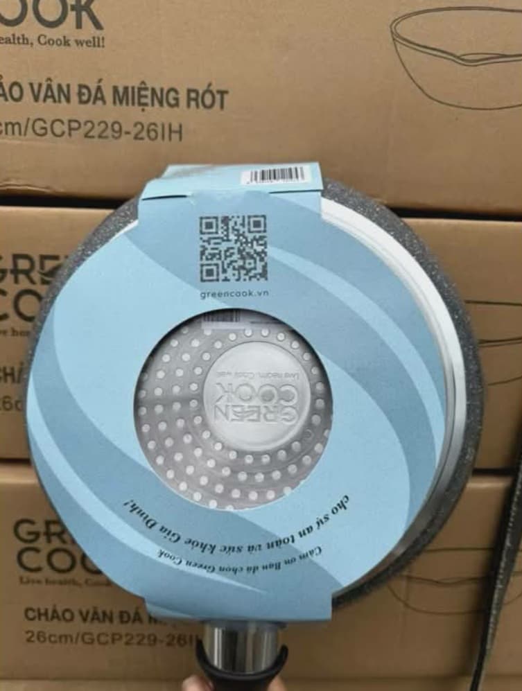 CHẢO VÂN ĐÁ MIỆNG RÓT GREEN COOK 26CM ảnh 2