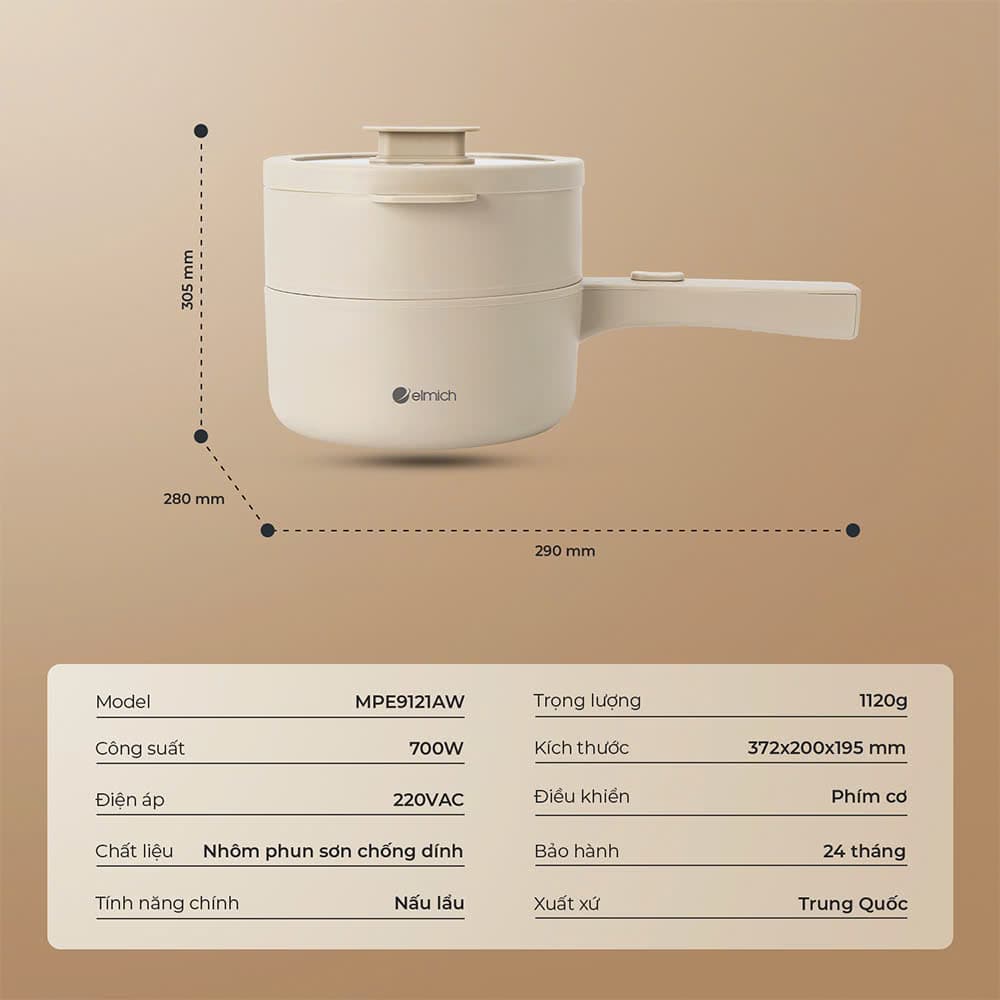 NỒI ĐIỆN MINI ĐA NĂNG 1,5L EMICH MPE9121AW ảnh 5