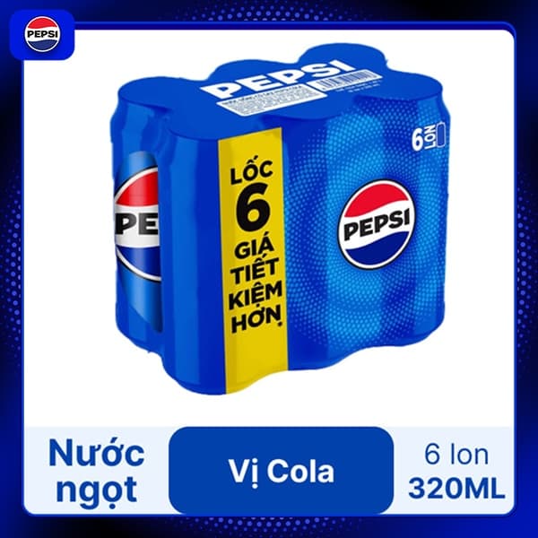 PEPSI 320ML - LỐC 6 LON