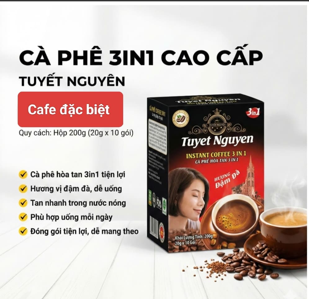 CÀ PHÊ 3 IN 1 CAO CẤP TUYẾT NGUYÊN