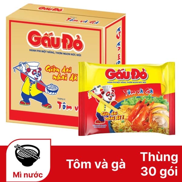 MÌ GẤU ĐỎ TÔM VÀ GÀ - THÙNG 30 GÓI