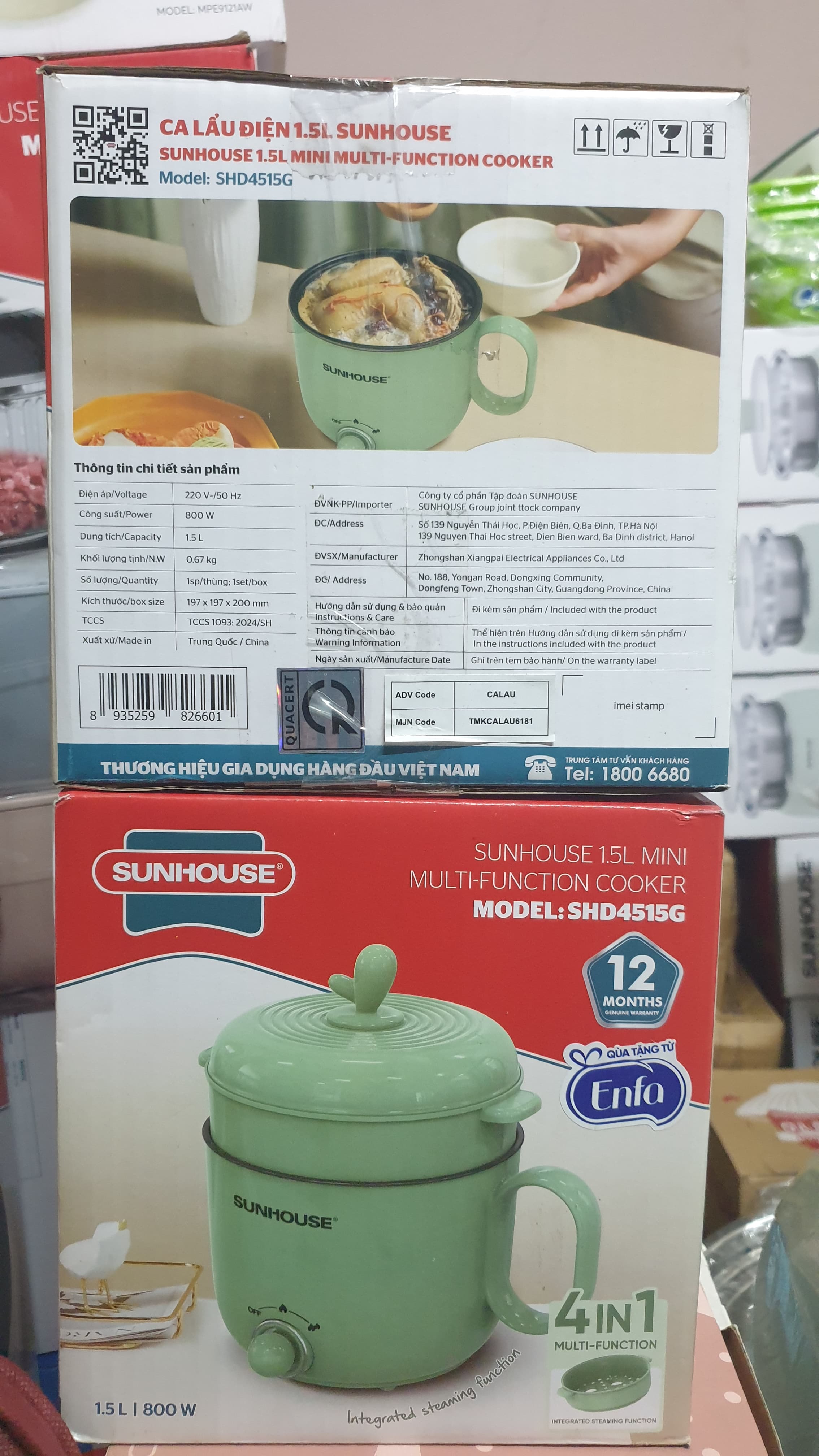 Ca lẩu điện mini đa năng SUNHOUSE 1.5L MODEL: SHD4515G ảnh 3