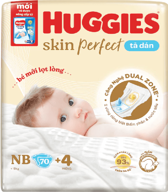 Tả Dán Sơ Sinh HUGGIES NB70 cho bé 0-3 tháng tuổi