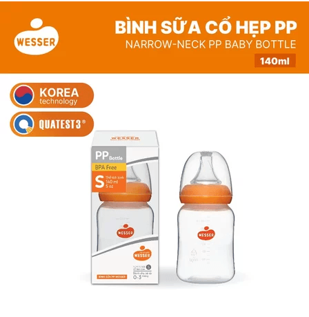 Bình Sữa Cổ Hẹp PP WESSER 140ml