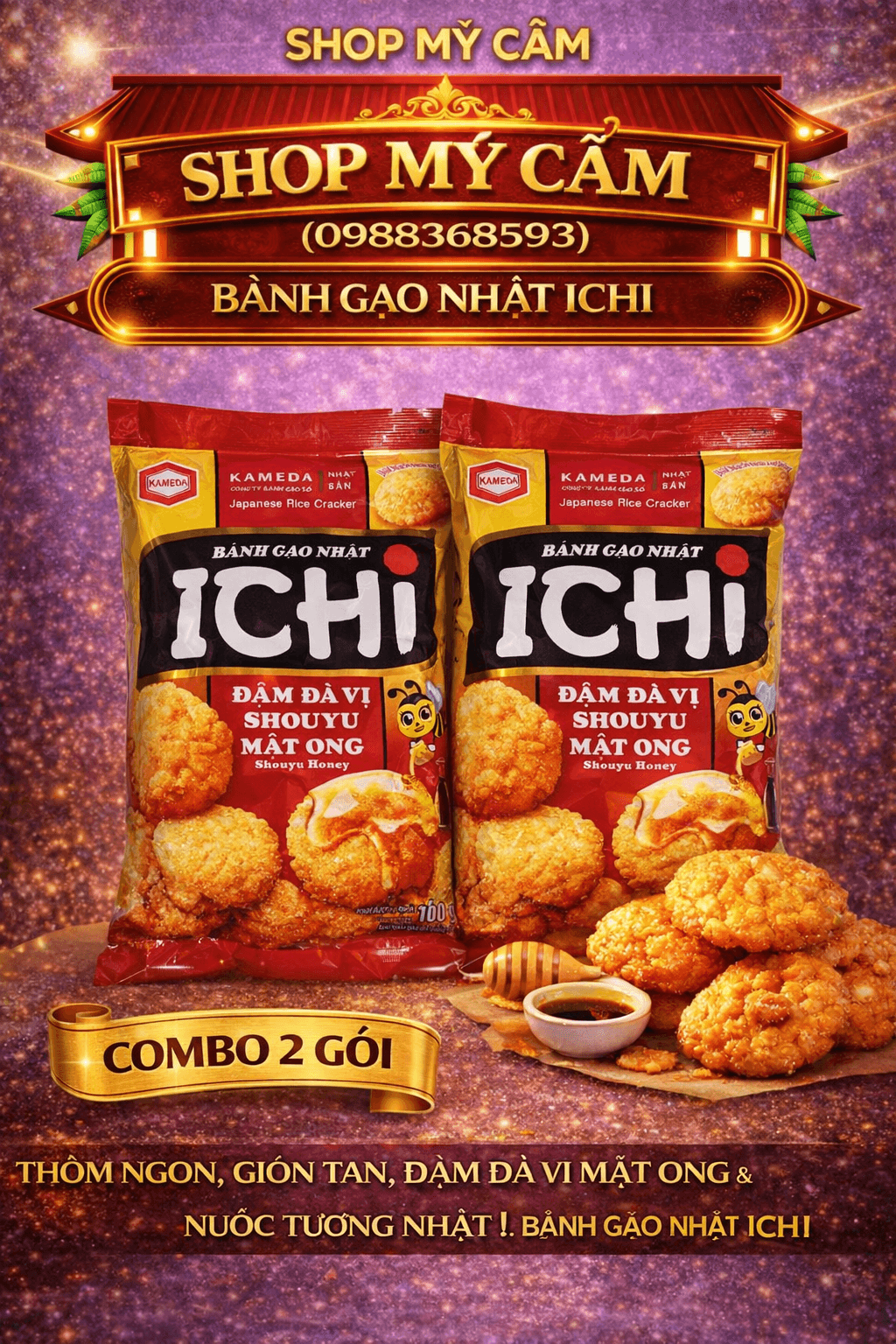 COMBO 2 BỊCH BÁNH GẠO ICHI MẬT ONG ảnh 2