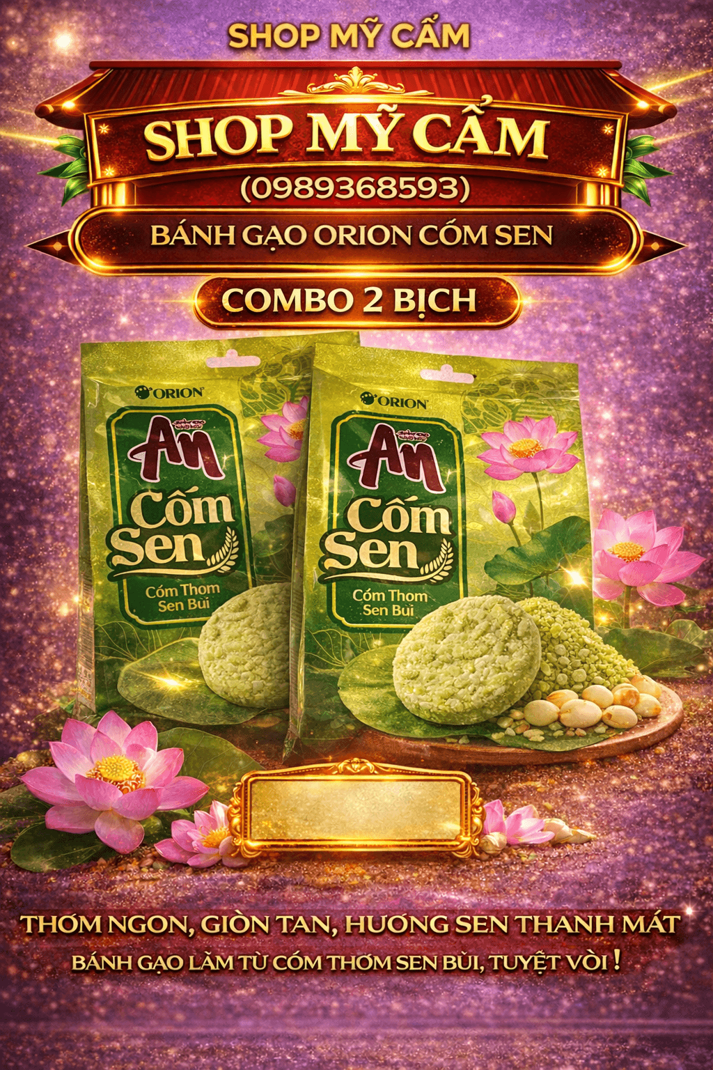 Bánh Gạo An vị Cốm Sen COMBO 2 GÓI