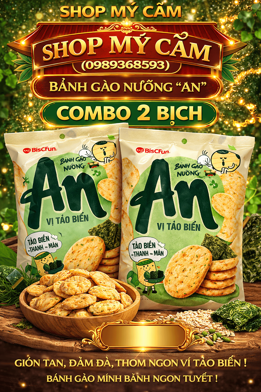 BÁNH GẠO AN VỊ TẢO BIỂN COMBO 2 BỊCH