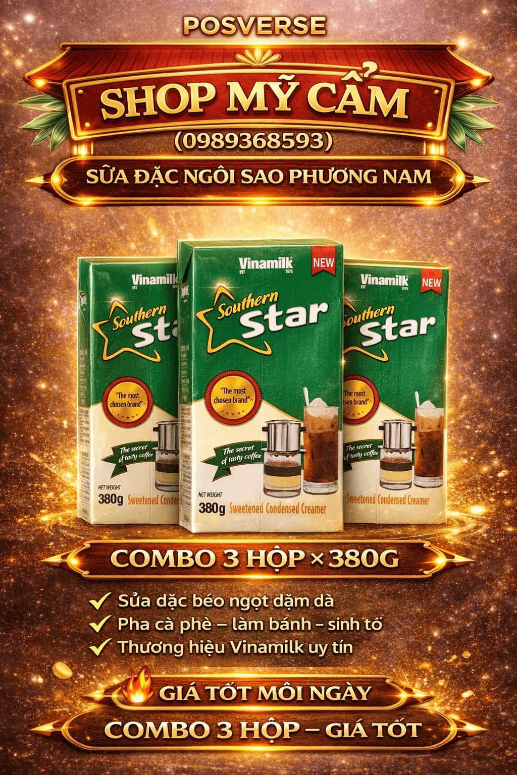 SỬA ĐẶC CÓ ĐƯỜNG  COMBO 3 HỘP X 380G