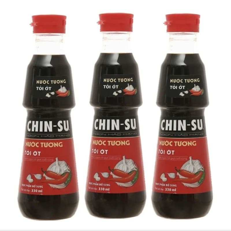 COMBO-4 CHAI NƯỚC TƯƠNG CHINSU TỎI ỚT-330ML ảnh 2