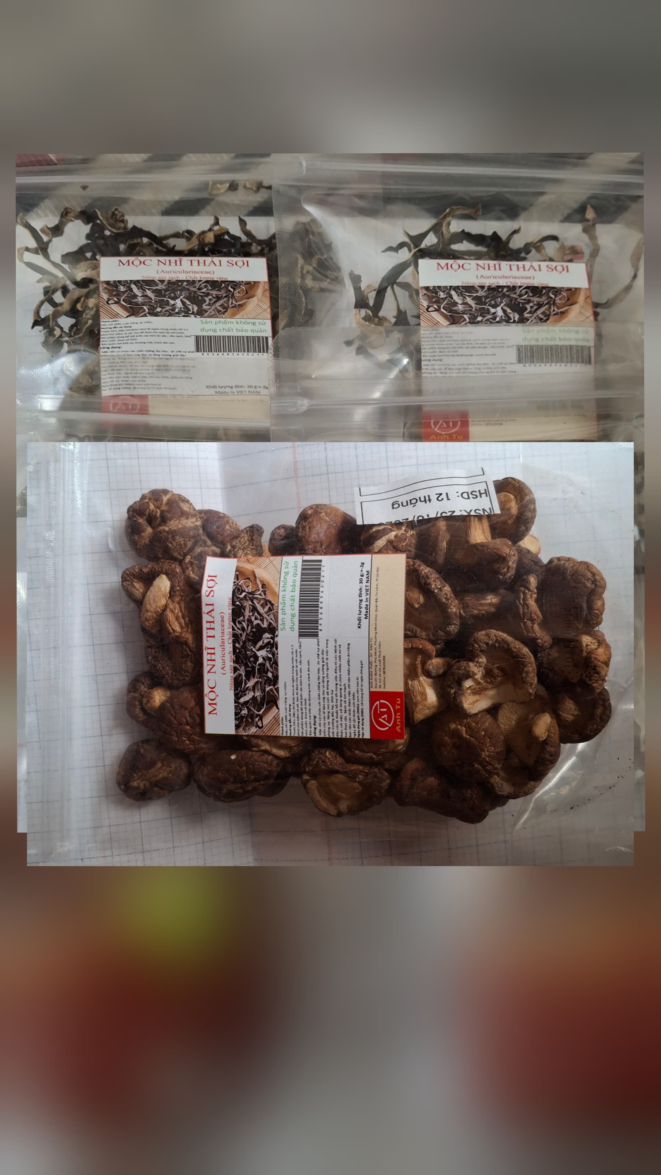      COMBO 1 túi năm hương 2 túi mộc nhĩ Thái Sơn