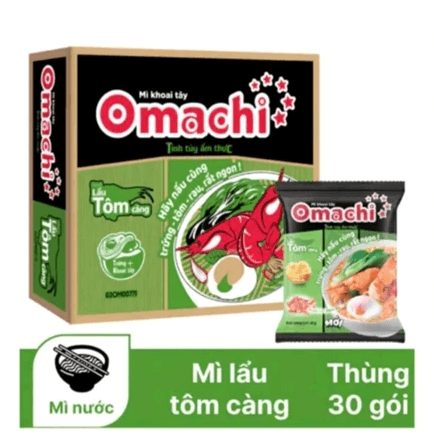 Mì OMACHI Lẩu Tôm Càng - Thùng 30 Gói